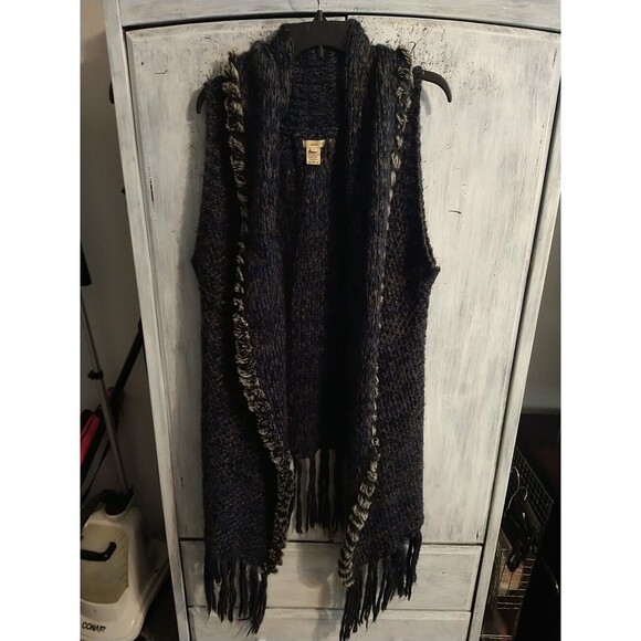 Escio Fringed Faux Fur Open Sweater Cardigan Xl Boho - Picture 2 of 11